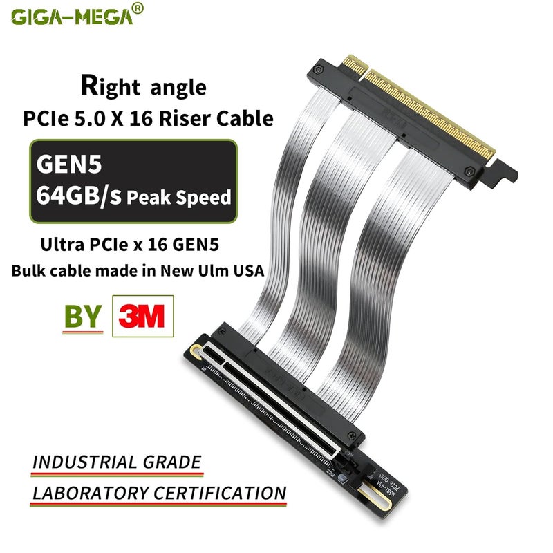 GIGA-MEGA PCIe 5.0 X16 Riser Cable GPU Extension Cable GEN5 Vertical Mount for Next RTX5090, GEN5 SSD Riser Card (35 cm) - Image 2